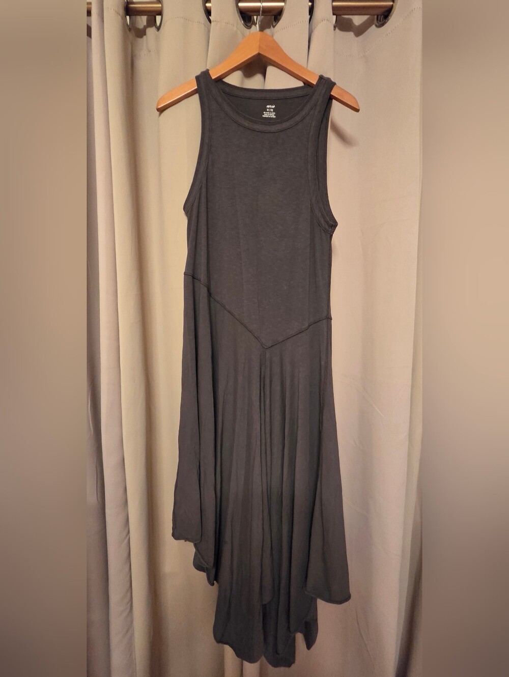 Aerie Racerback Tank Asymmetrical Hem Dress In Gray